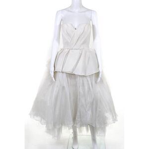 Rafael Cennamo White Couture  Ivory White Strapless Sweetheart Mesh Netted Brida